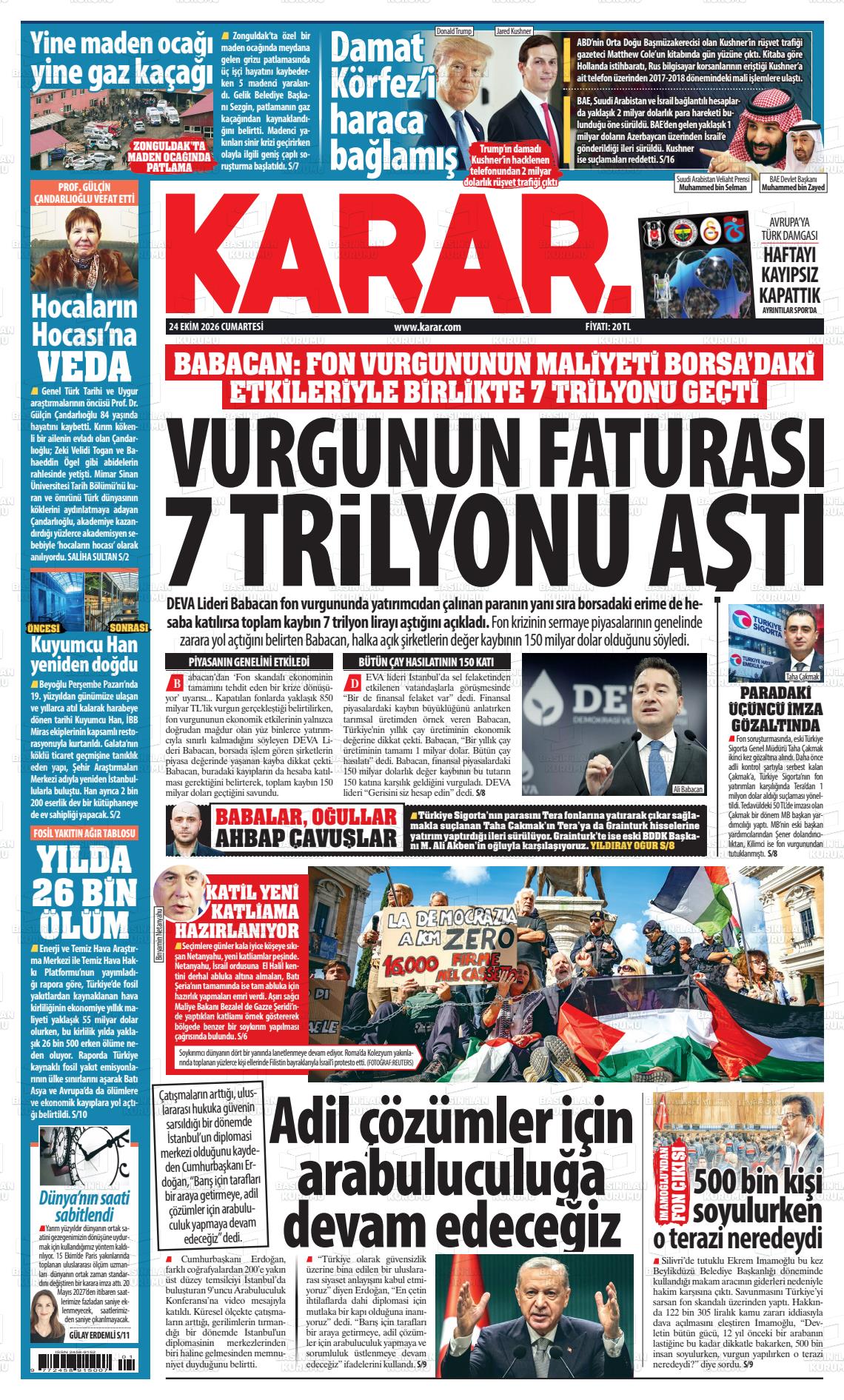 KARAR manşet