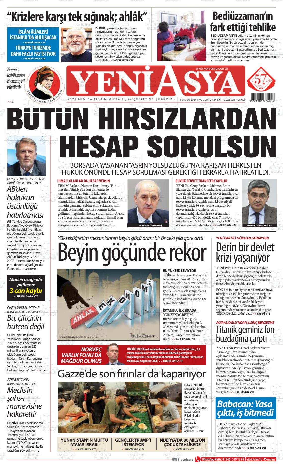 YENİ ASYA manşet