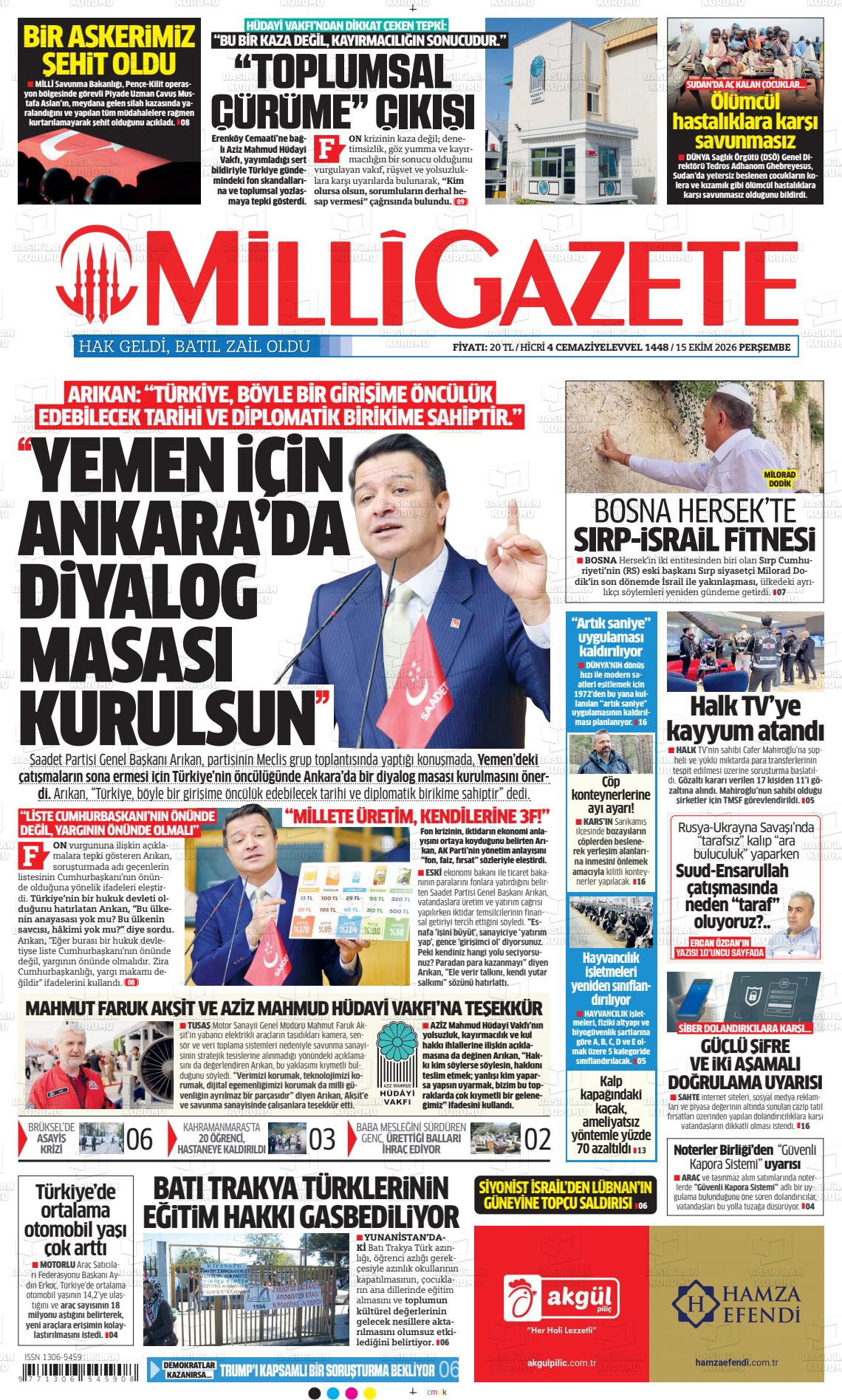 MİLLİ GAZETE manşet