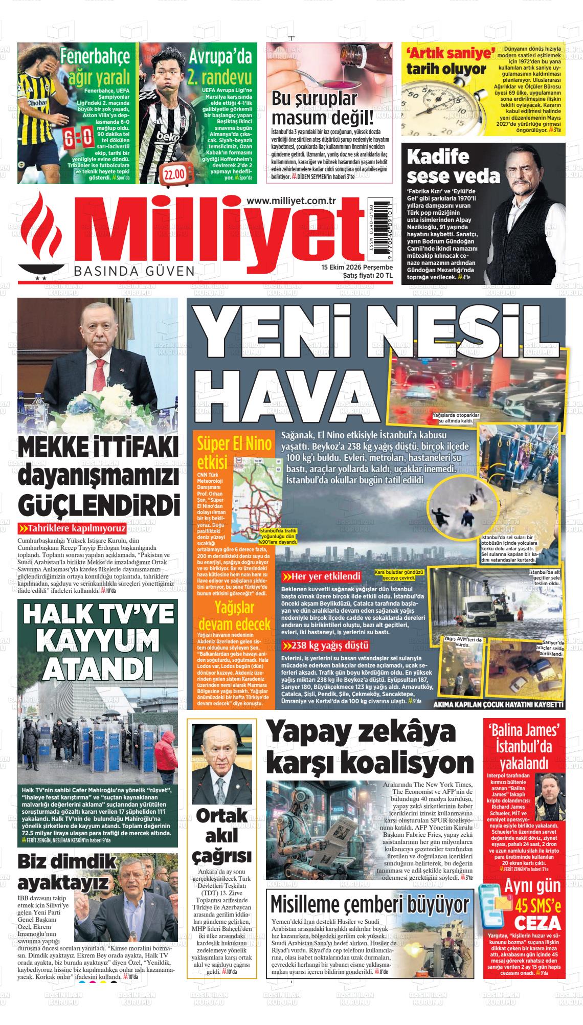 MİLLİYET manşet