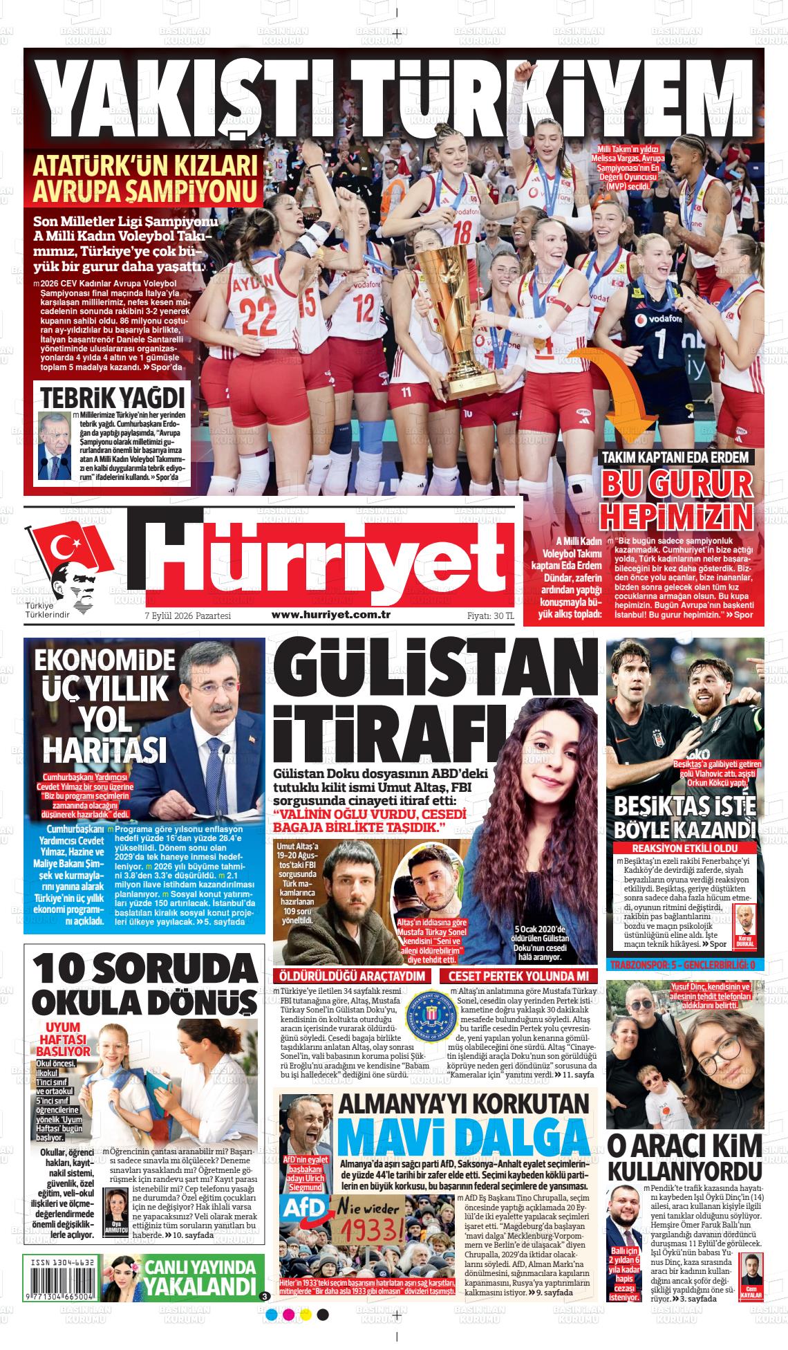 HÜRRİYET manşet
