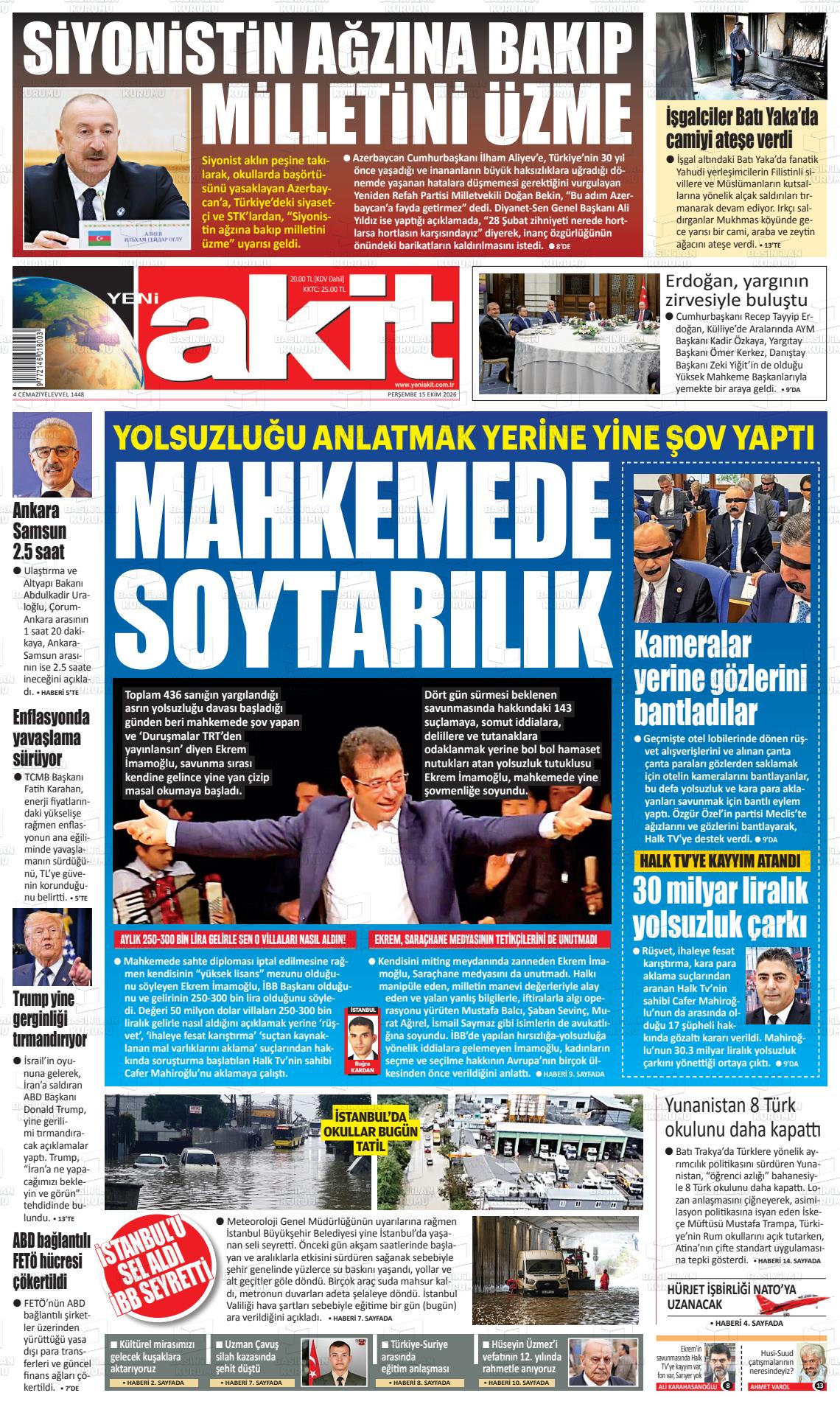 YENİ AKİT manşet